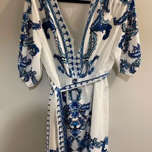 Elegant Blue and White Swim Coverup